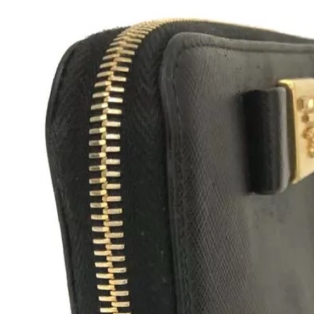 Authentic PRADA Logo Saffiano Ribbon Leather Zip Around Long Wallet Black - Picture 10 of 12